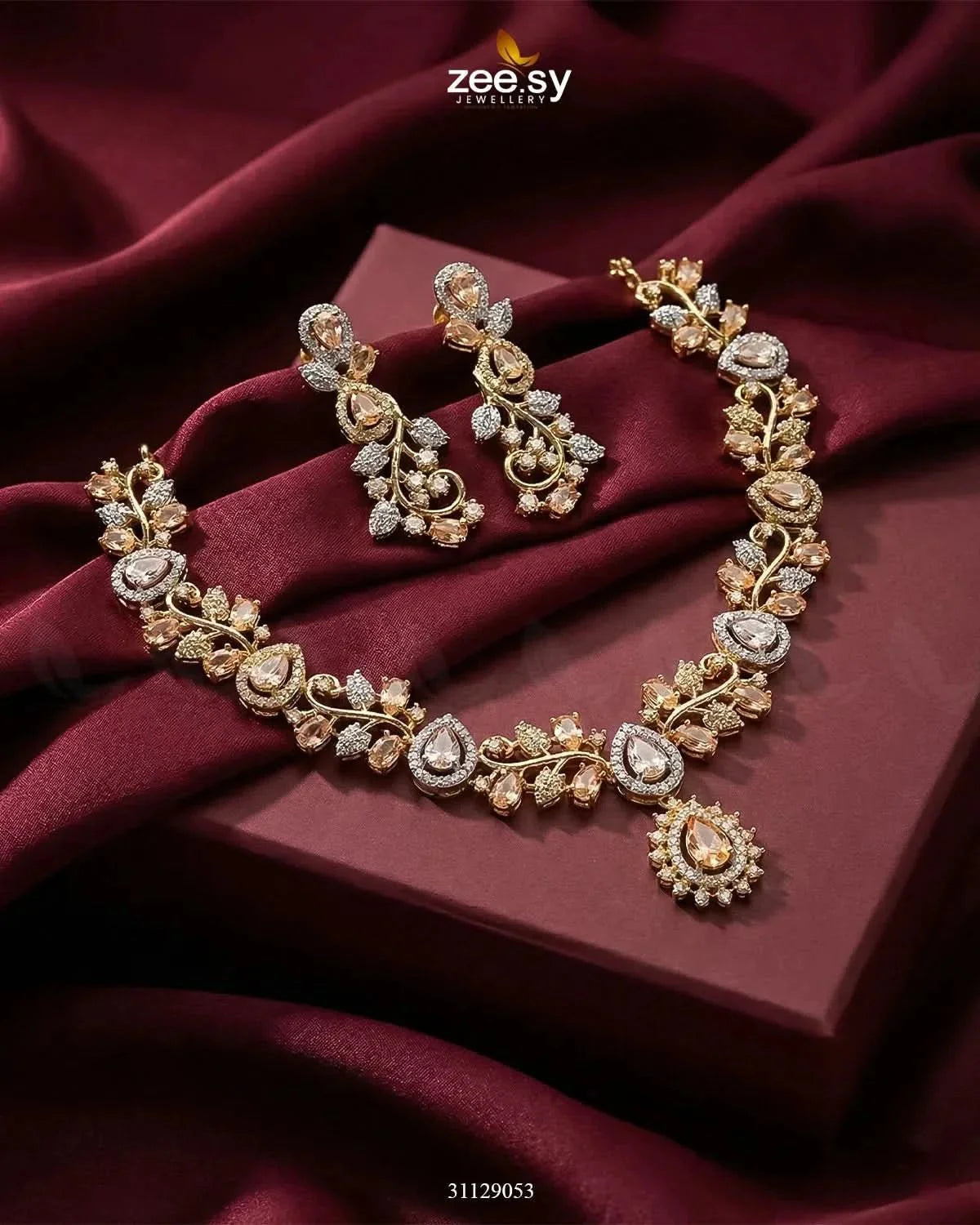 Golden Blossom Vine Necklace Set