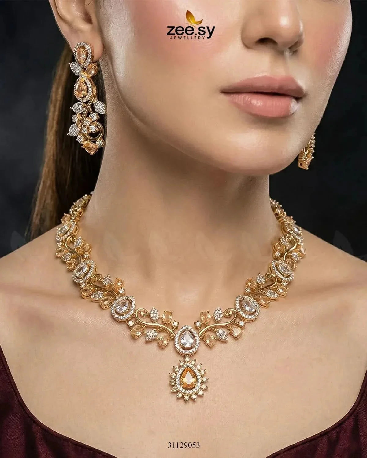 Golden Blossom Vine Necklace Set