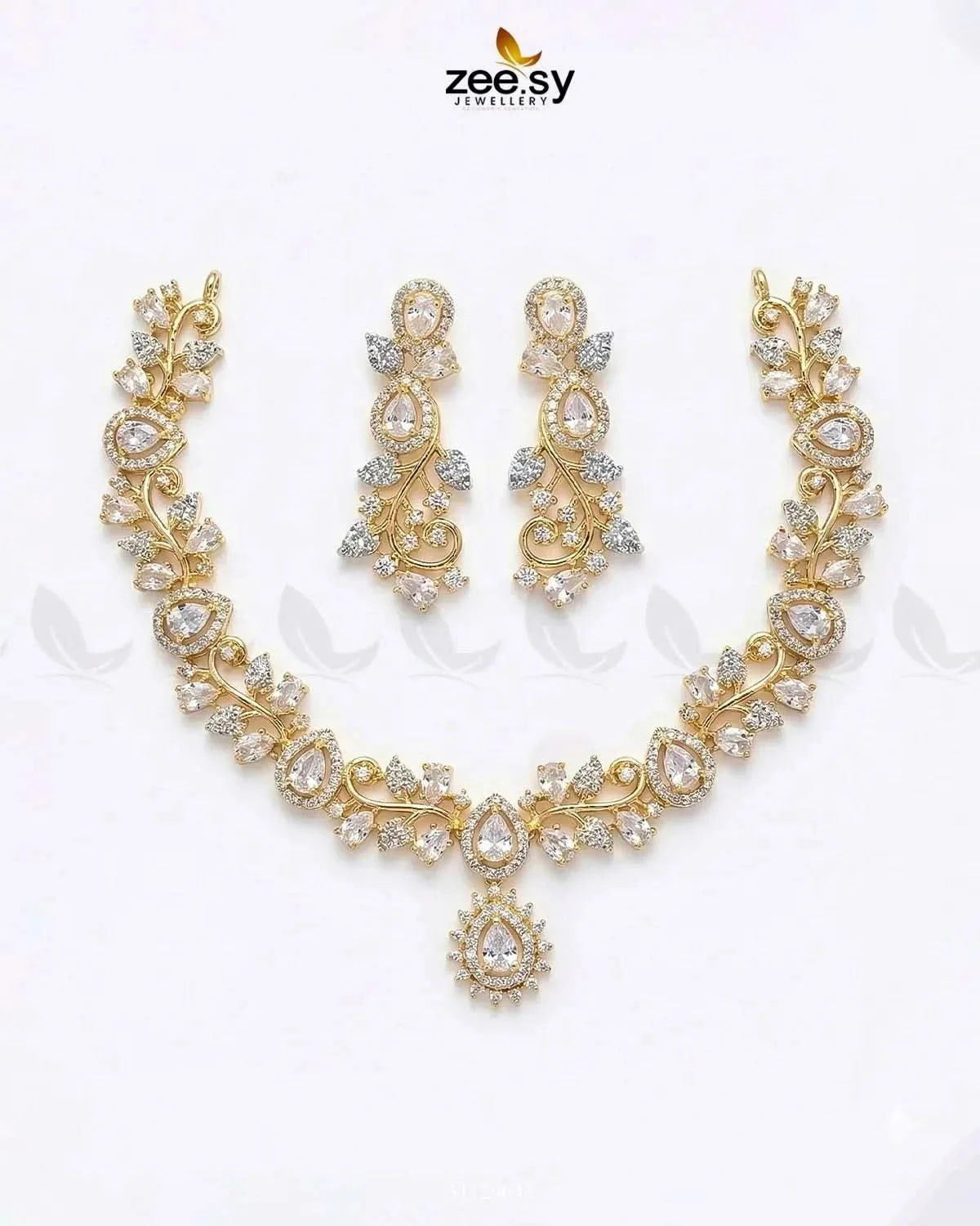 Golden Blossom Vine Necklace Set
