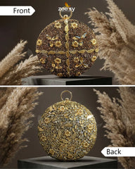 Mahogany Leaf Embellished Clutch Bag - Zeesy Jewellery