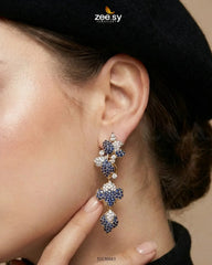 Golden Flower Dangler Cluster Earrings