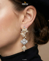 Golden Flower Dangler Cluster Earrings