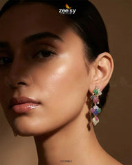 Golden Flower Dangler Cluster Earrings