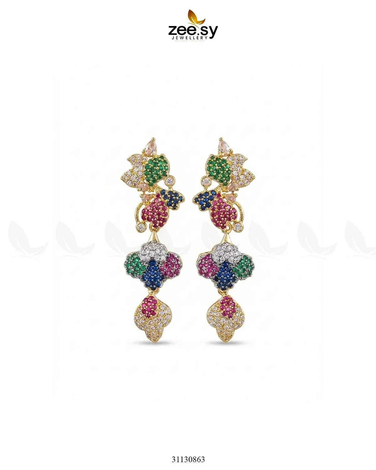 Golden Flower Dangler Cluster Earrings