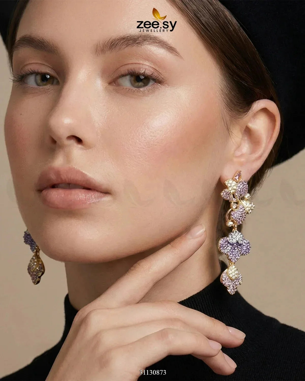 Golden Flower Dangler Cluster Earrings