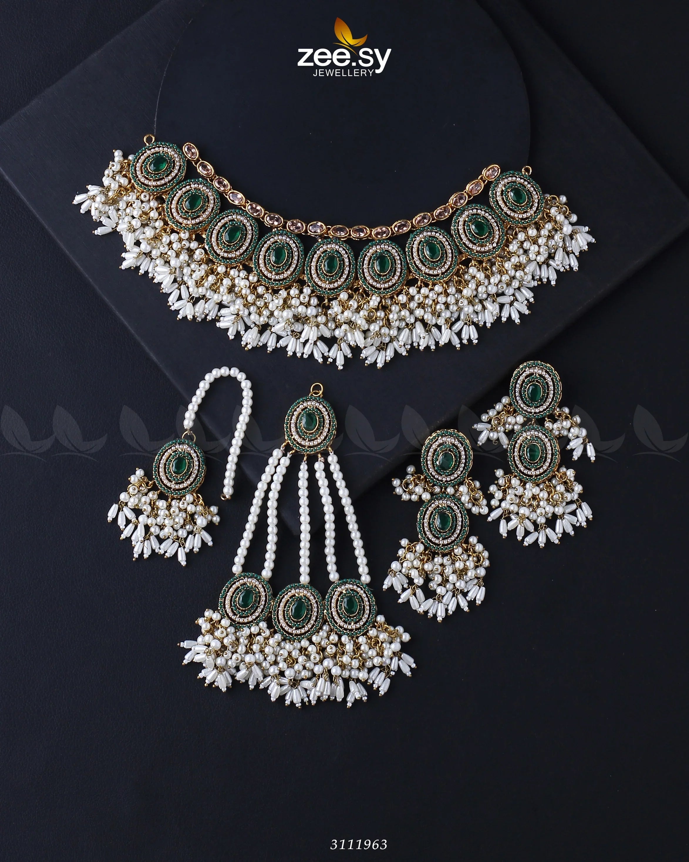 Priyanka Bridal Sets Golden Green - Zeesy Jewellery