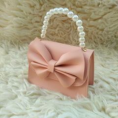 Hiba Fashion Mini bow pearl crossbody bag for girls-(HB-BW-003)