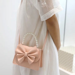 Hiba Fashion Mini bow pearl crossbody bag for girls-(HB-BW-003)