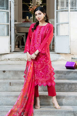 Dhaga Stitched 3 Piece Summer Suit-Carmine