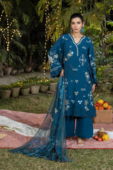 Dhaga Stitched 3 Piece Embroidered Summer Suit-Twillight Charm