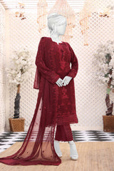 Hz Stitched 3 Piece Embroidered Chiffon Formals Vol-01 Collection'2023-HZK-127-C