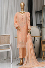 Fasaane By HZ Stitched 3 Piece Formals Chiffon Vol-07 Collection'2024-HZK-167-Peach