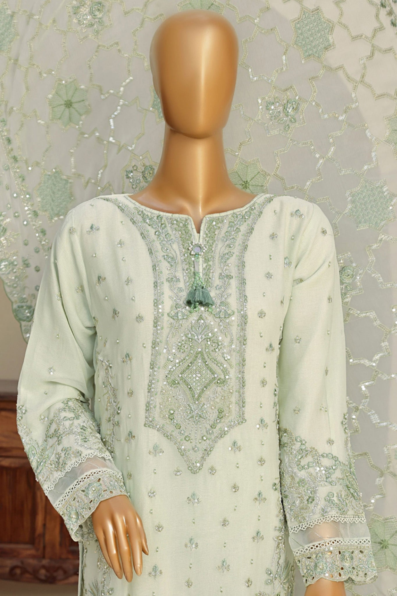 Fasaane By HZ Stitched 3 Piece Formals Chiffon Vol-04 Collection'2024-HZK-168-Green