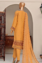 Fasaane By HZ Stitched 3 Piece Formals Chiffon Vol-04 Collection'2024-HZK-170-Mustard