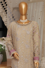 Fasaane By HZ Stitched 3 Piece Formals Chiffon Vol-05 Collection'2024-HZK-171-Dark Beige