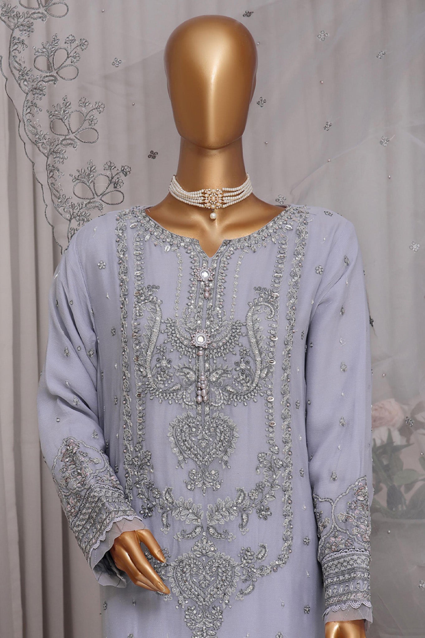 Fasaane By HZ Stitched 3 Piece Formals Chiffon Vol-05 Collection'2024-HZK-172-Lilac