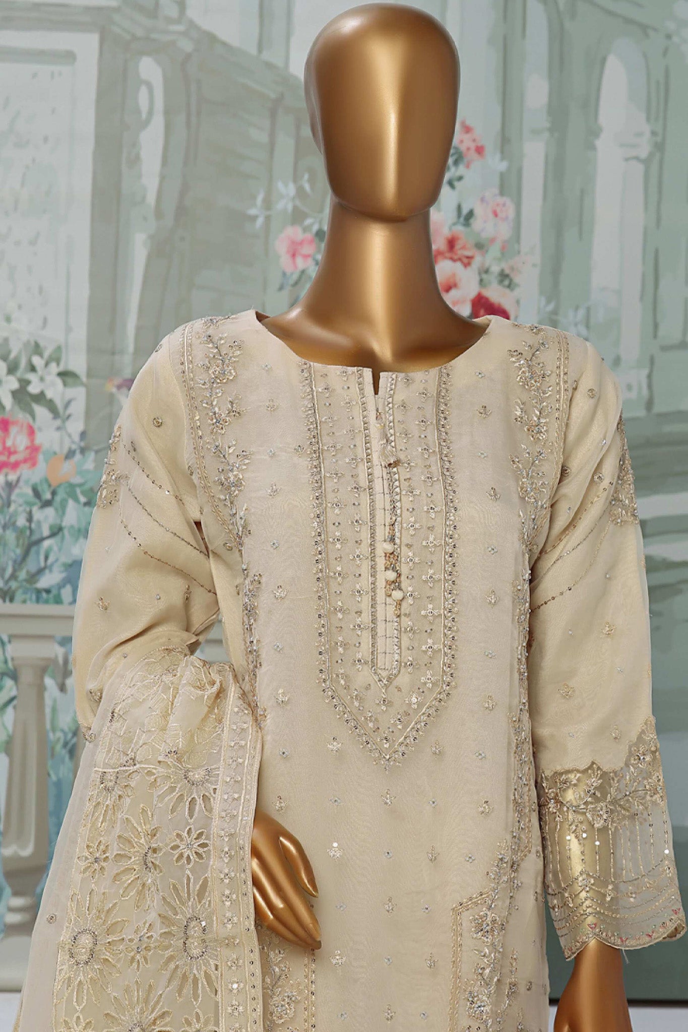 Falsafaa By HZ Stitched 3 Piece Festive Formals Vol-03 Collection'2024-HZK-176-Off White