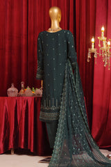 Fasaane By HZ Stitched 3 Piece Formals Chiffon Vol-07 Collection'2024-HZK-187-Dark Green