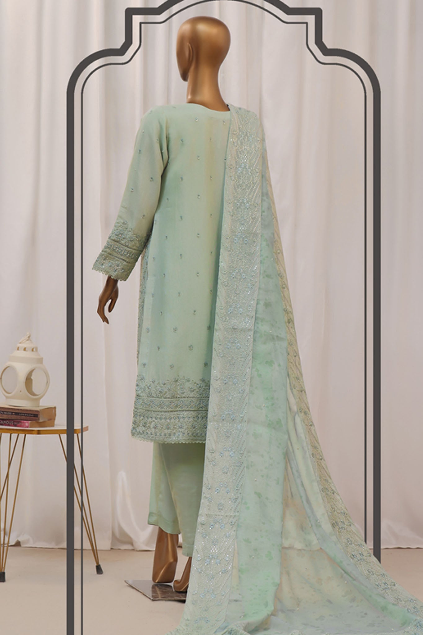 Sheer By HZ Stitched 3 Piece Formals Khaddi Net Collection'2024-HZK-190-Aqua