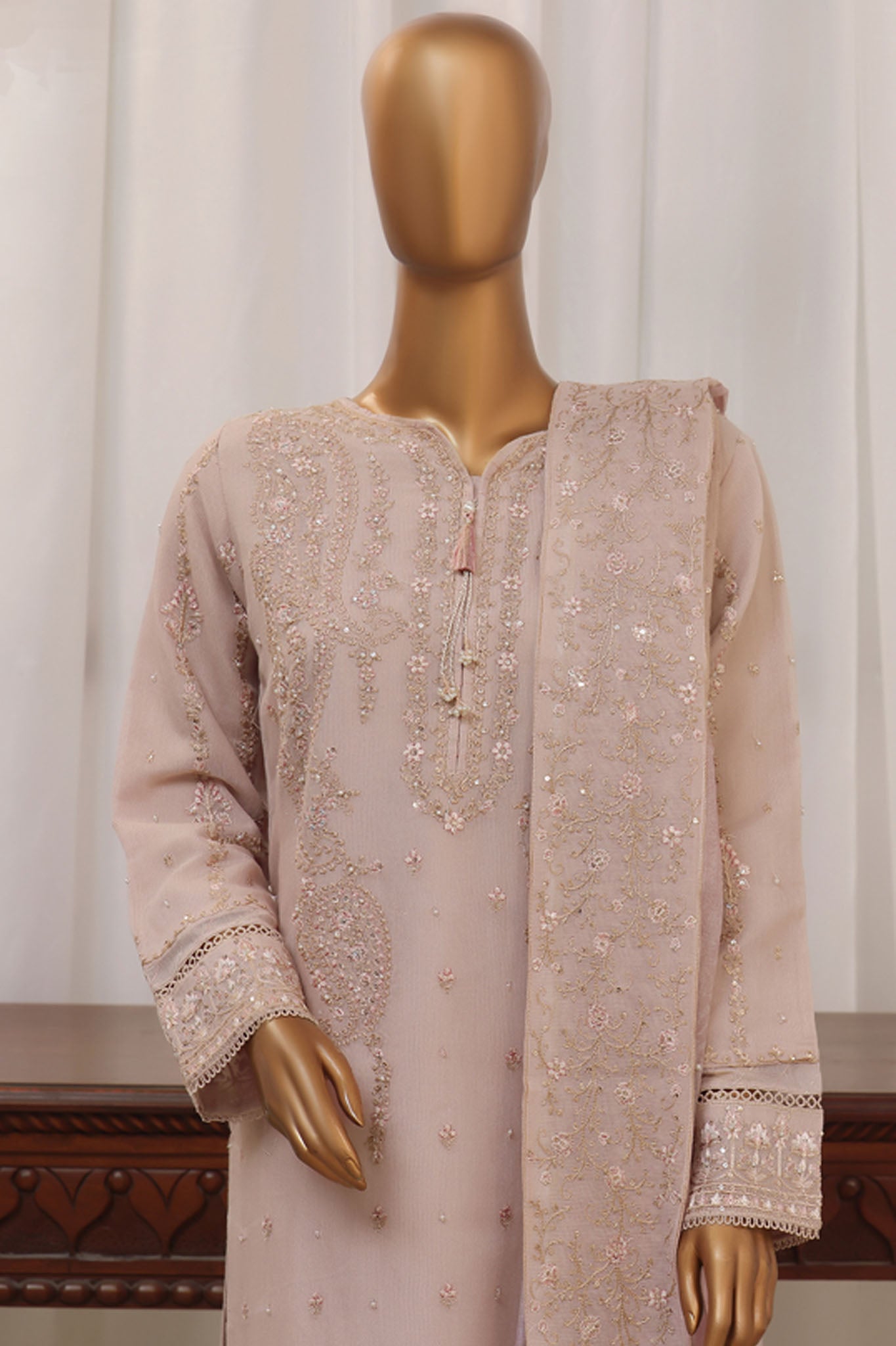 Sheer By HZ Stitched 3 Piece Formals Khaddi Net Collection'2024-HZK-191-Mauve