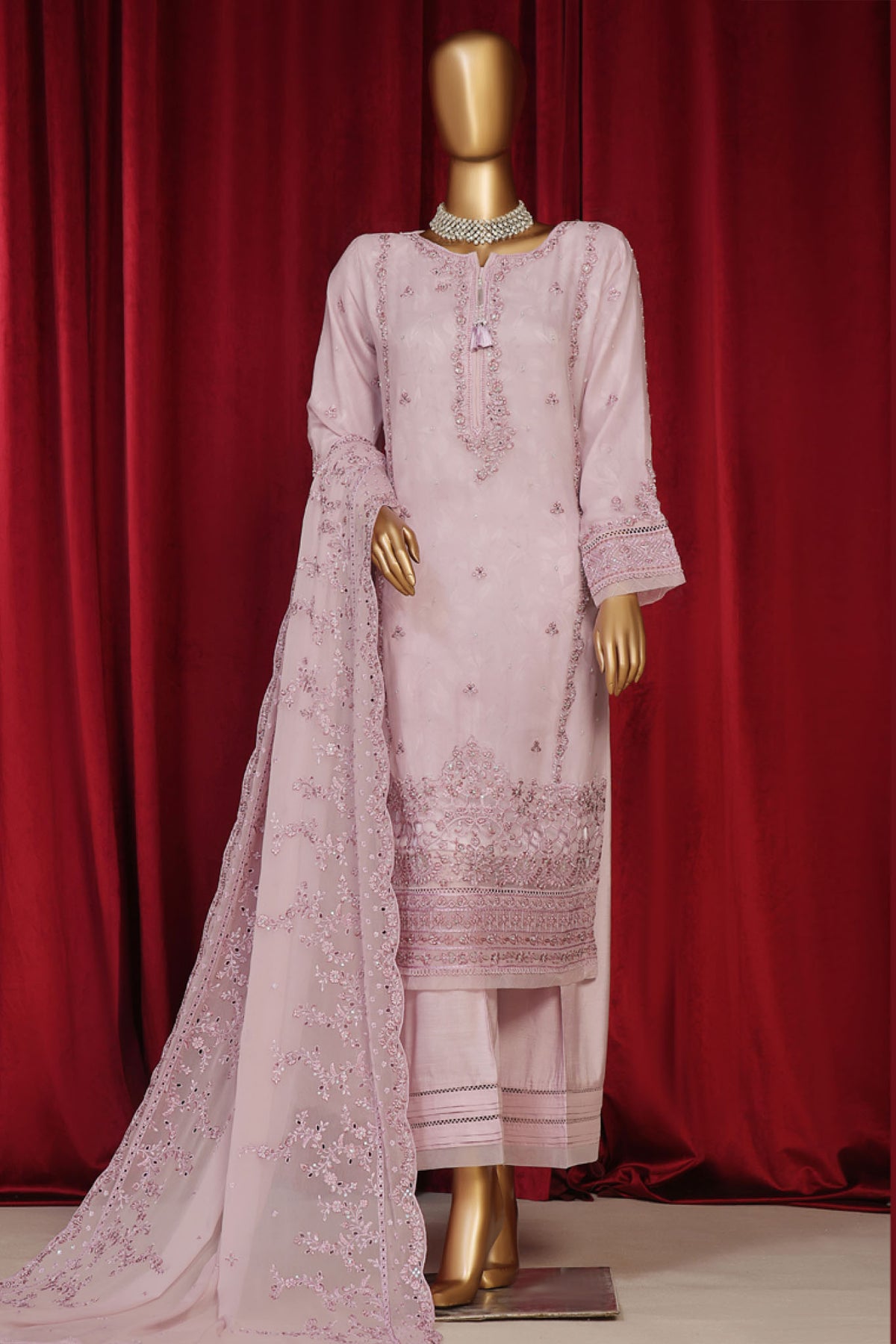 Fasaane By HZ Stitched 3 Piece Formals Chiffon Vol-08 Collection'2024-HZK-194-Lilac