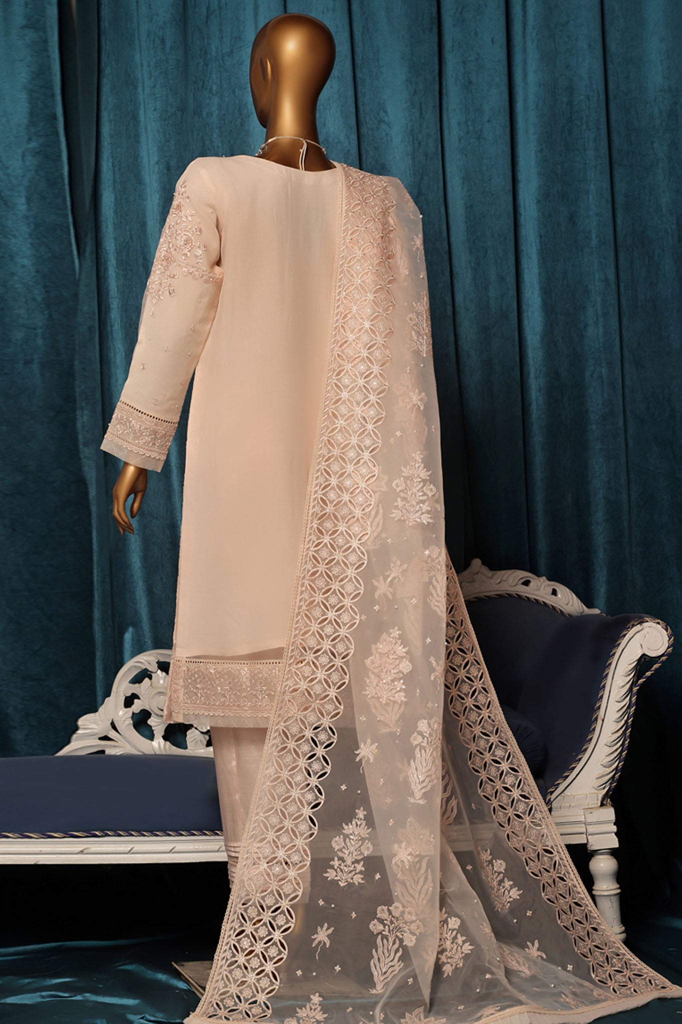 Falsafaa By HZ Stitched 3 Piece Festive Formals Vol-04 Collection-HZK-197-Peach