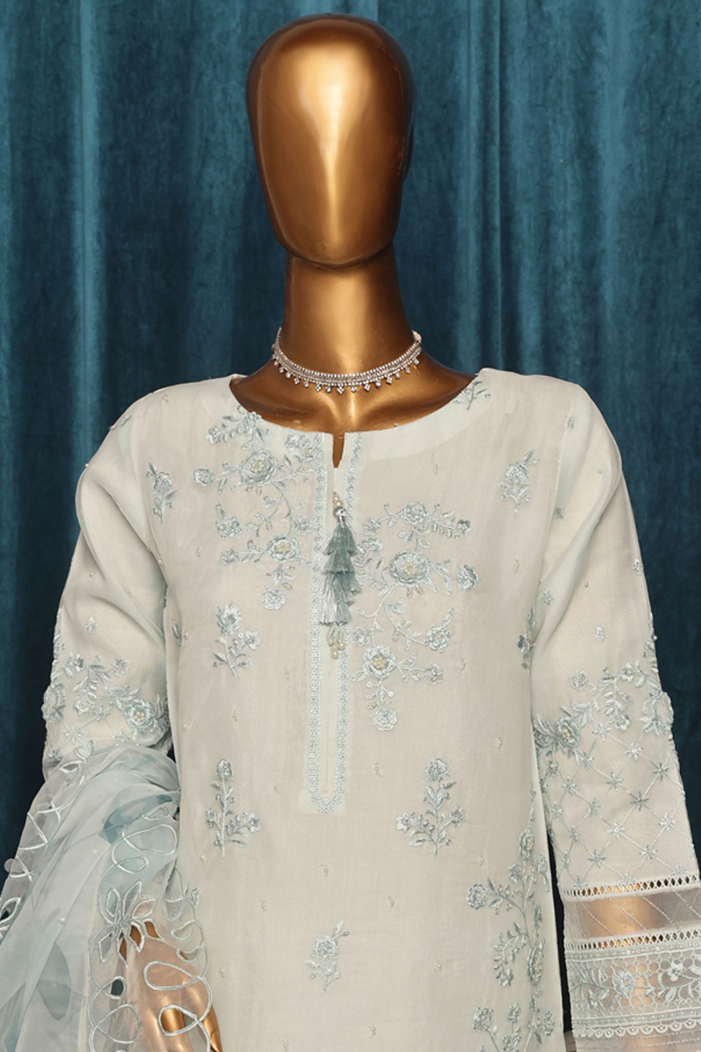 Falsafaa By HZ Stitched 3 Piece Festive Formals Vol-04 Collection-HZK-198-Sky Blue