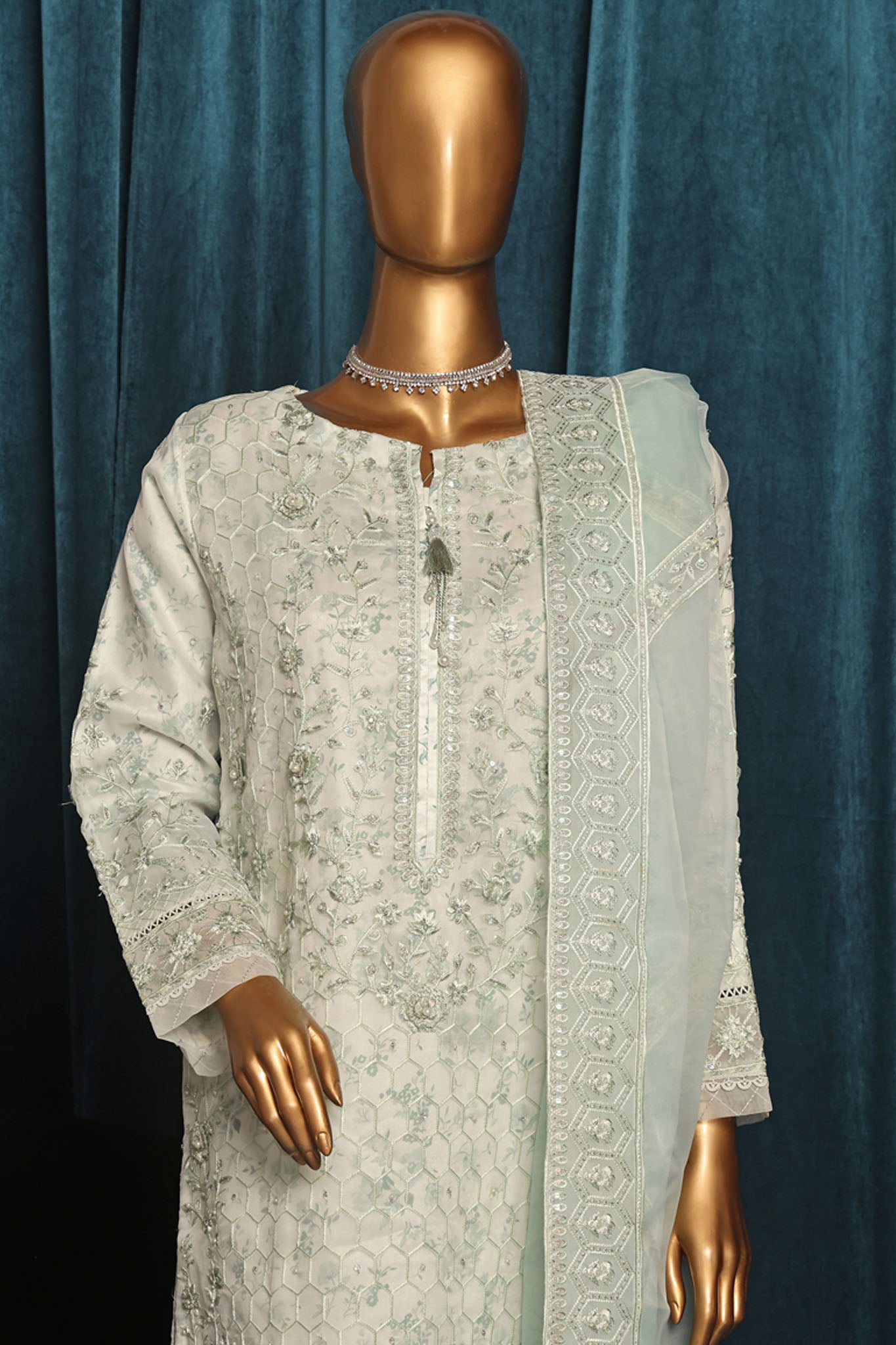 Falsafaa By HZ Stitched 3 Piece Festive Formals Vol-04 Collection-HZK-199-L.Green