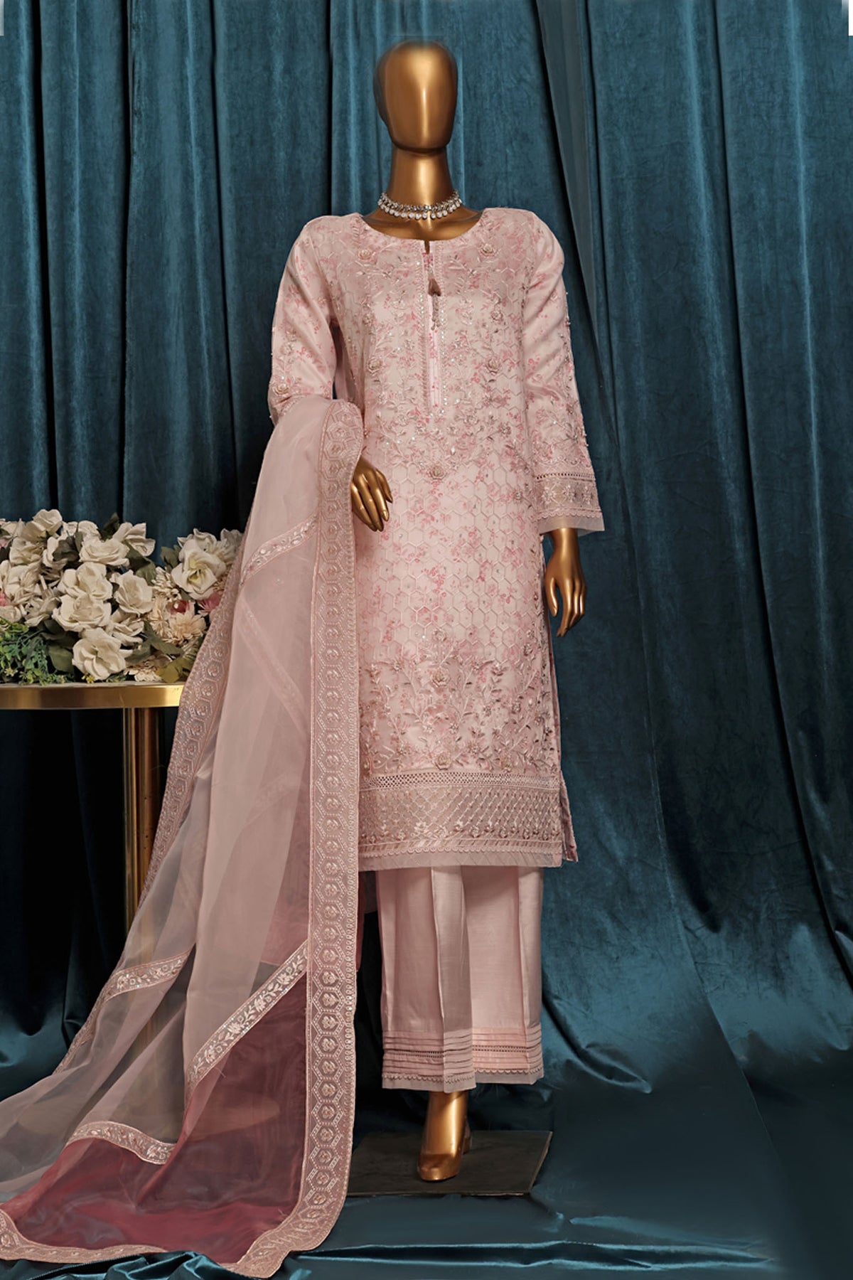 Falsafaa By HZ Stitched 3 Piece Festive Formals Vol-04 Collection-HZK-199-Pink