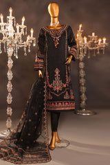 Falsafaa By HZ Stitched 3 Piece Festive Formals Vol-05 Collection-HZK-205-Black