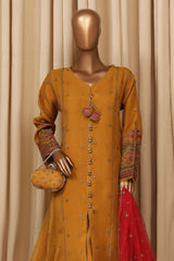 Falsafaa By HZ Stitched 3 Piece Emb Organza Vol-07 Collection'2025-HZK-216-Mustard
