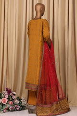 Falsafaa By HZ Stitched 3 Piece Emb Organza Vol-07 Collection'2025-HZK-216-Mustard