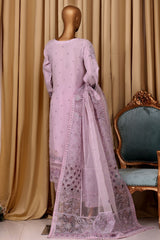 Falsafaa By HZ Stitched 3 Piece Emb Organza Vol-07 Collection'2025-HZK-218-Lilac