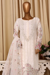 Falsafaa By HZ Stitched 3 Piece Emb Organza Vol-07 Collection'2025-HZK-219-Cream