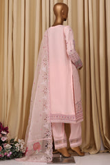 Falsafaa By HZ Stitched 3 Piece Emb Organza Vol-07 Collection'2025-HZK-219-Pink