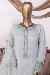 HZ Stitched 3 Piece Luxe Pret Formals Collection'2025-HZK-221-Baby Blue