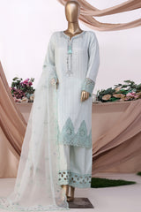 HZ Stitched 3 Piece Luxe Pret Formals Collection'2025-HZK-221-Baby Blue