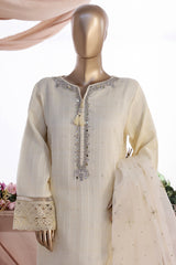 HZ Stitched 3 Piece Luxe Pret Formals Collection'2025-HZK-221-Cream
