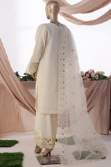 HZ Stitched 3 Piece Luxe Pret Formals Collection'2025-HZK-221-Cream
