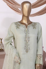 HZ Stitched 3 Piece Luxe Pret Formals Collection'2025-HZK-223-Dull Green
