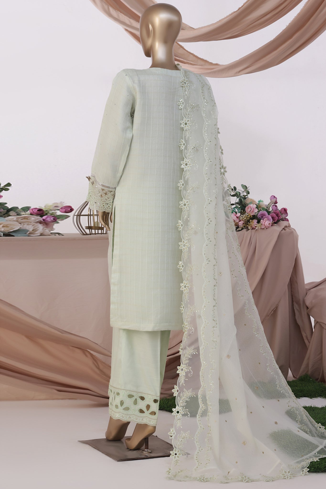 HZ Stitched 3 Piece Luxe Pret Formals Collection'2025-HZK-223-Dull Green