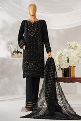 Sheer By HZ Stitched 3 Piece Emb Khaddi Net Formals Collection'2025-HZK-224-Black