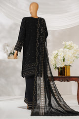 Sheer By HZ Stitched 3 Piece Emb Khaddi Net Formals Collection'2025-HZK-224-Black
