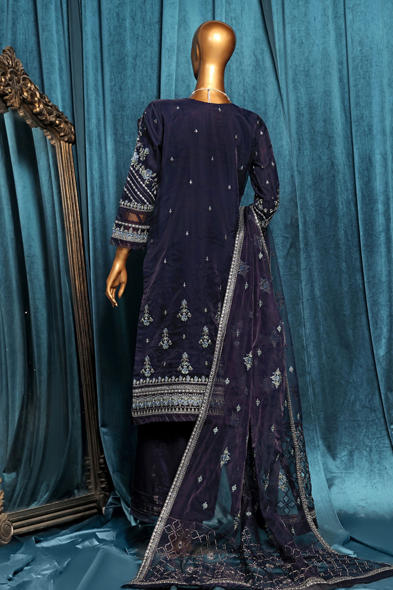 Falsafaa By HZ Stitched 3 Piece Festive Formals Vol-04 Collection-HZK-203-N.Blue