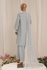 Khombi Stitched 3 Piece Cotton Summer Suit-Hico Silver