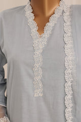 Khombi Stitched 3 Piece Cotton Summer Suit-Hico Silver