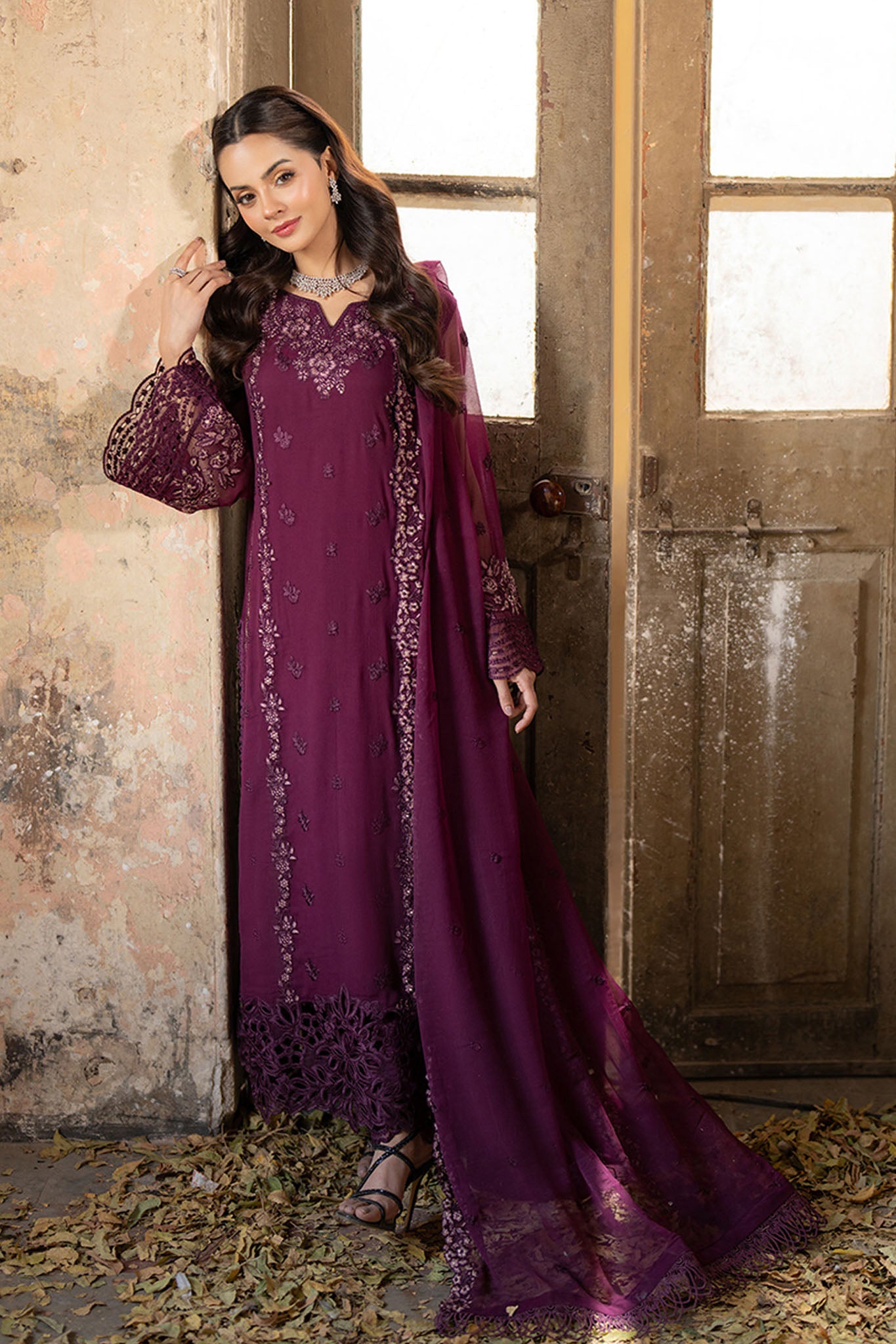 Azure Ensembles Unstitched 3 Piece Festive Formals Collection-I-01323-Merlot Grace