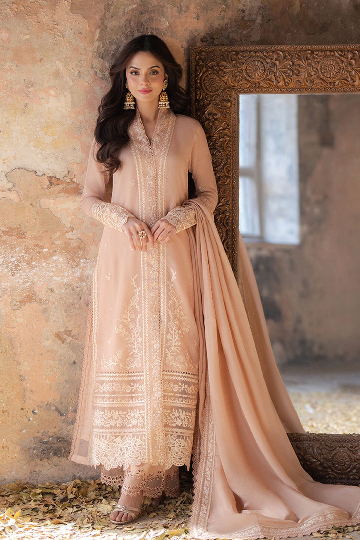 Azure Ensembles Unstitched 3 Piece Festive Formals Collection-I-01365-Ivory Whisper