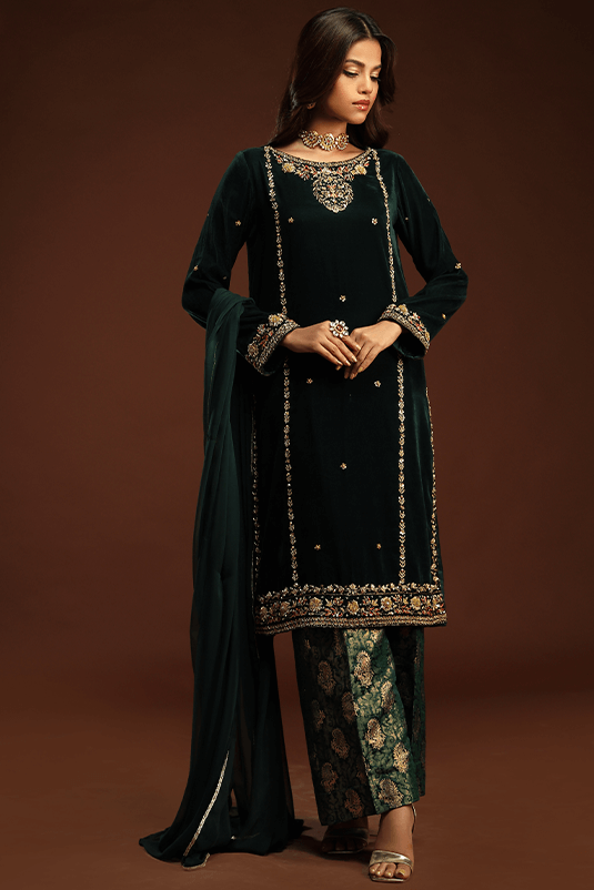Bagh E Makhmal By Zaaviay Stitched Ilhaam (Three Piece)