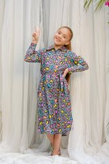Dhaga Stitched 2 Piece Premium Cambric Kids Collection'2025-Grey Leopard